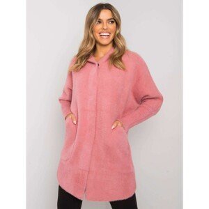 Pink alpaca coat with a hood