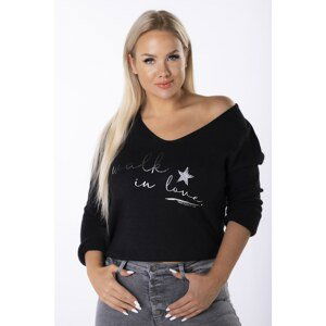 oversize sweater with shiny inscriptions