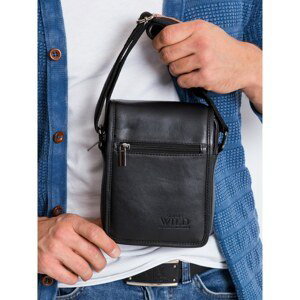 Men's black handbag with a flap