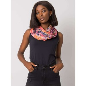 Coral and dark blue scarf with flowers