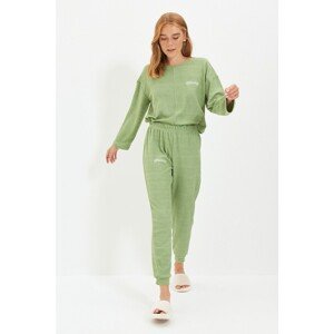 Trendyol Green Embroidered Terry Fabric Knitted Pajamas Set