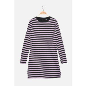 Trendyol Purple Petite Striped Mini Knitted Dress