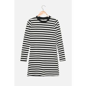 Trendyol Black Petite Striped Mini Knitted Dress