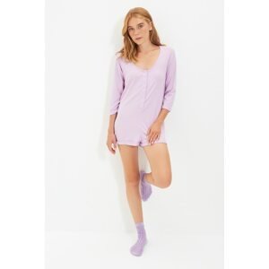 Trendyol Lilac Snap Detailed Camisole Knitted Jumpsuit