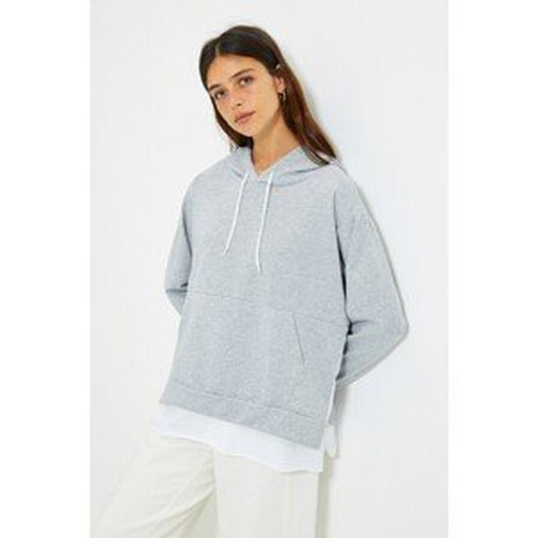 Trendyol Gray Hooded Basic Knitted Sweatshirt