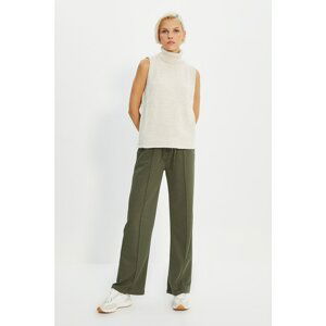 Trendyol Khaki Rib Detail Straight Knitted Sweatpants