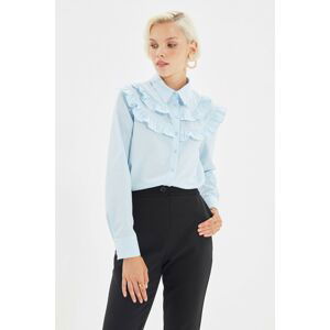 Trendyol Blue Stand Up Collar Shirt