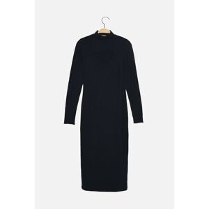 Trendyol Navy Blue Petite Ribbed Chest Detail Knitted Dress