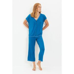 Trendyol Navy Blue Knitted Pajamas Set