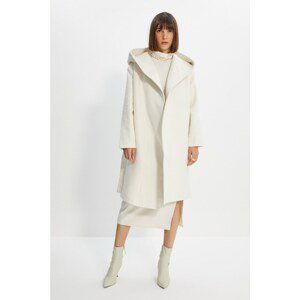 Trendyol Ecru Belted Oversize Hooded Cachet Coat