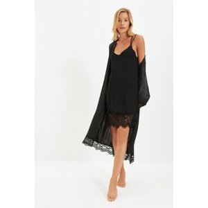 Trendyol Black Lace Detailed Woven Nightgown