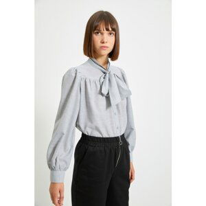 Trendyol Gray Scarf Collar Shirt