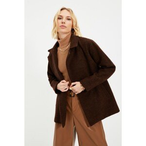 Trendyol Brown Button Closure Boucle Wool Coat