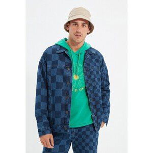 Trendyol Navy Blue Men's Regular Fit Checkered Jacket