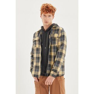 Trendyol Mustard Men Regular Fit Double Pocket Covered Lumberjack Plaid Overshirt Shirt