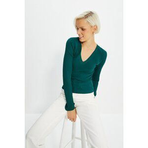 Trendyol Dark Green Openwork Knitwear Sweater