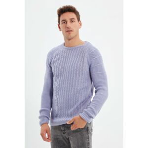 Trendyol Lilac Men's Textured Raglan Sleeve Knitwear Sweater