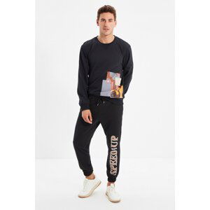 Trendyol Black Men's Regular Fit Printed Sweatpants