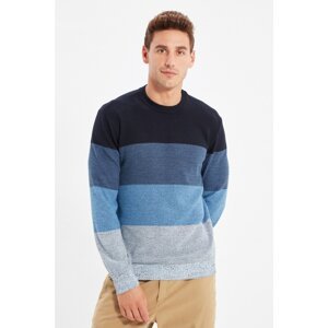 Trendyol Navy Blue Men's Crew Neck Slim Fit Knitwear Sweater