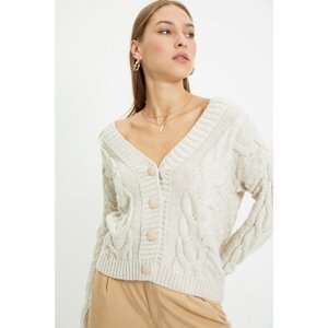 Trendyol Stone Button Knitted Detailed Knitwear Cardigan