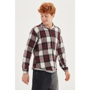 Trendyol Claret Red Men Regular Fit Shirt Collar Long Sleeve Lumberjack Plaid Printed Shirt