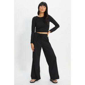 Trendyol Black Waffle Fabric Knitted Bottom-Top Set