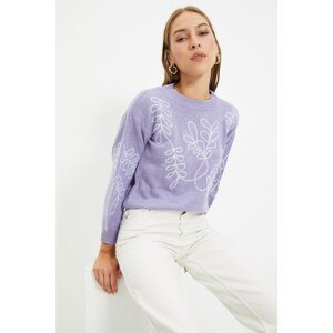 Trendyol Lilac Embroidered Knitwear Sweater