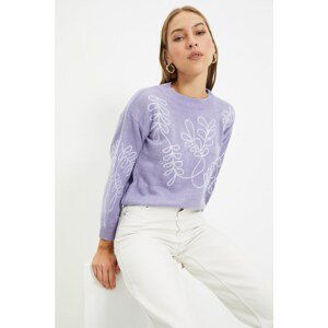Trendyol Lilac Embroidered Knitwear Sweater