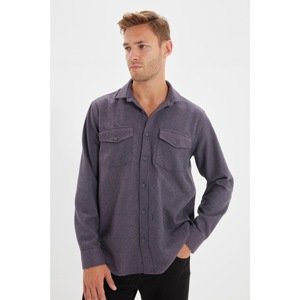 Trendyol Purple Men's Double Pocket Covered Regular Fit Shirt