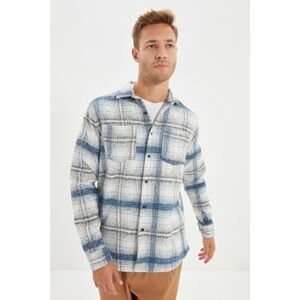 Trendyol Ecru Men Regular Fit Double Pocketed Lumberjack Plaid Shirt