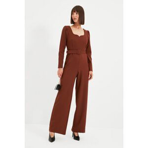 Trendyol Brown Belted Jumpsuit