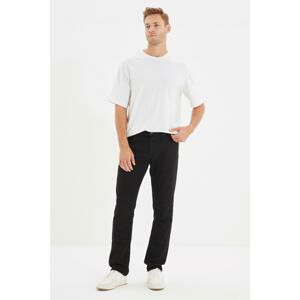 Trendyol Black Men's Straight Fit Cropped Belt Waist Trousers