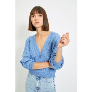 Trendyol Light Blue Knitted Detailed Knitwear Cardigan