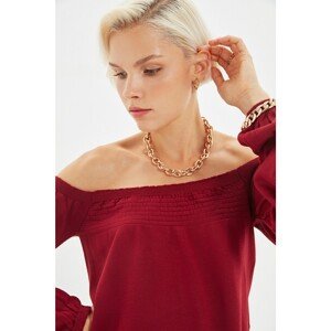 Trendyol Claret Red Carmen Collar Knitwear Sweater