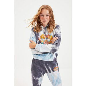 Trendyol Multicolored Tie Dye and Printed Basic Knitted Sweatshirt