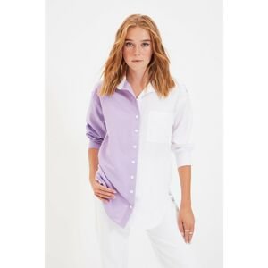 Trendyol Lilac Color Block Boyfriend Shirt