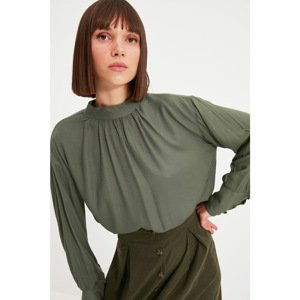 Trendyol Khaki High Collar Blouse