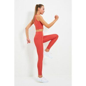 Trendyol Cinnamon Ribbed Gatherer Sports Leggings