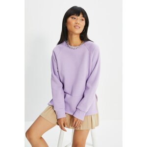 Trendyol Lilac Side Slit Oversize Knitted Sweatshirt