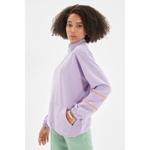 Trendyol Lilac Zipper Pocket Detailed Oversize Knitted Sweatshirt