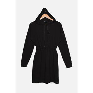 Trendyol Black Low Back Hooded Knitted Dress