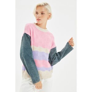 Trendyol Stone Crew Neck Knitted Detailed Knitwear Sweater