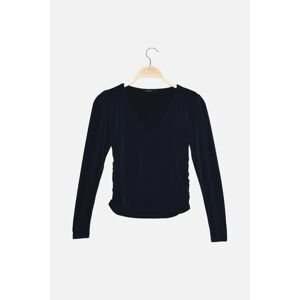 Trendyol Navy Blue Square Collar Knitted Blouse Blouse
