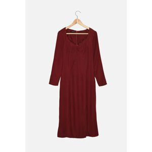 Trendyol Claret Red Slit Ruffle Detailed Dress