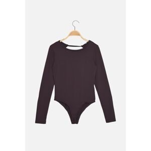 Trendyol Brown Crew Neck Snap Knitted Body