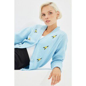 Trendyol Light Blue Embroidered Knitwear Cardigan