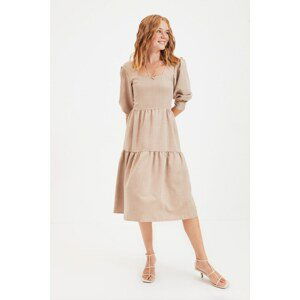 Trendyol Camel Square Collar Dress