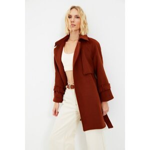 Trendyol Brown Belted Windbreaker Detailed Wool Cachet Coat