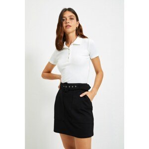 Trendyol Black Belt Detailed Knitted Skirt