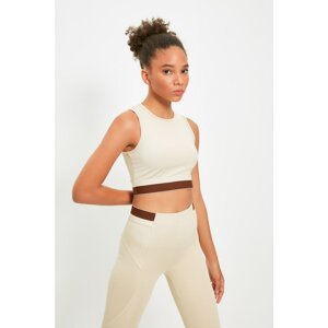 Trendyol Beige Backed Striped Sports Bra